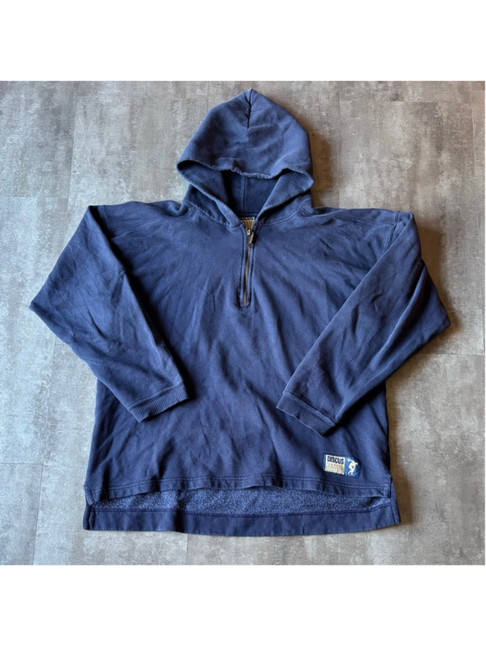 Vintage Discus Athletics Half Zip Hoodie Mens Medium Navy Blue